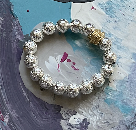 Silver Lava Rock Bracelet