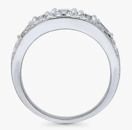 Sterling Silver CZ Curved Travel Ring