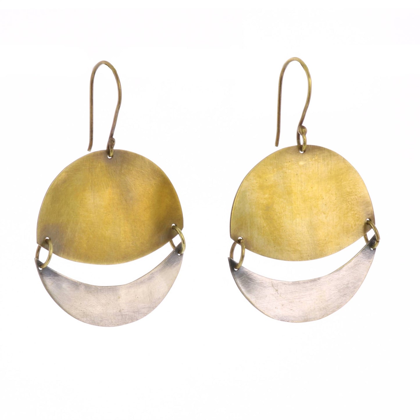 Moonrise Earrings, Round, Sm - Brass & Silver