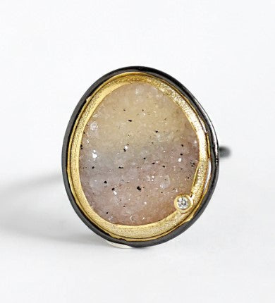 Organic Circle Druzy Ring - Adjustable