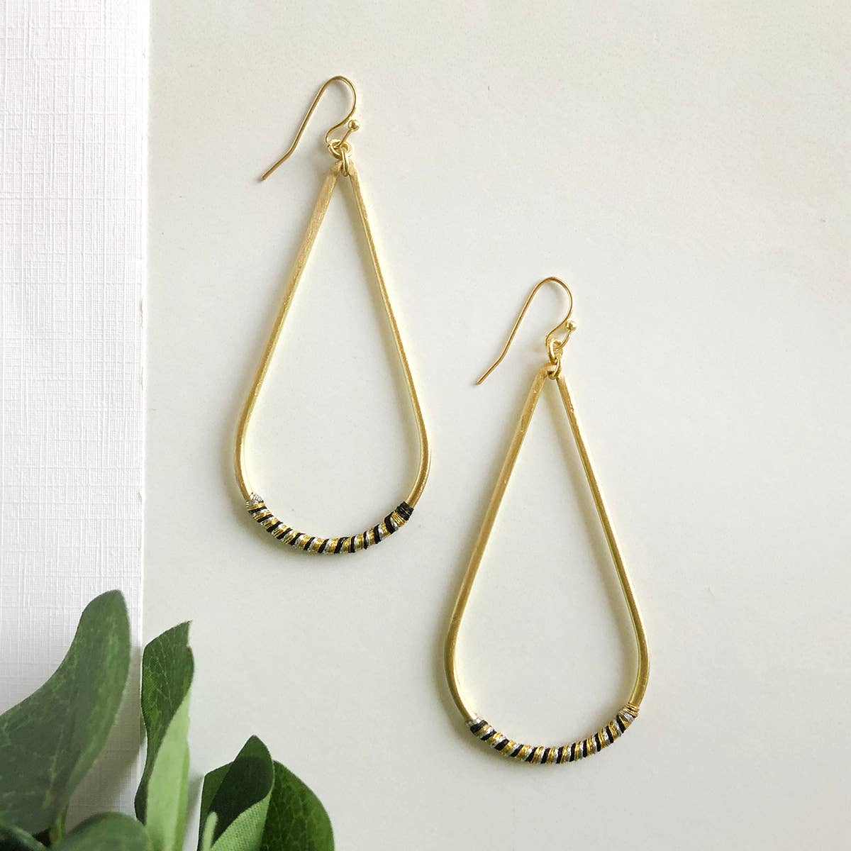 Wrapped Teardrop Earrings - Gold