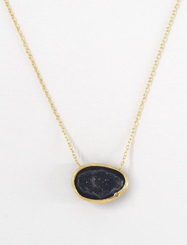 Geode Necklace with Natural Diamond Accent