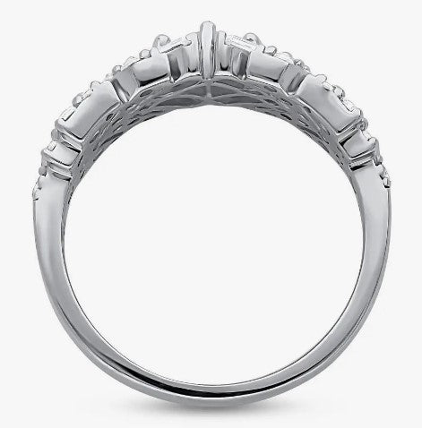 Sterling Silver CZ Bar Art Deco Ring r1219-01