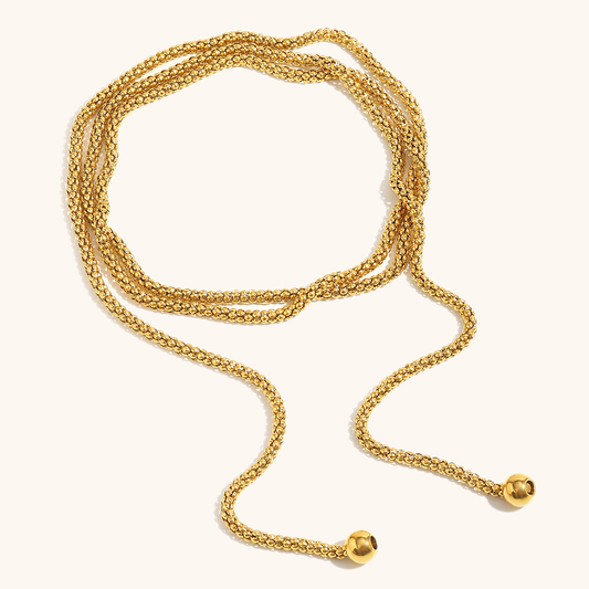 Golden Lariat Wrap Necklace