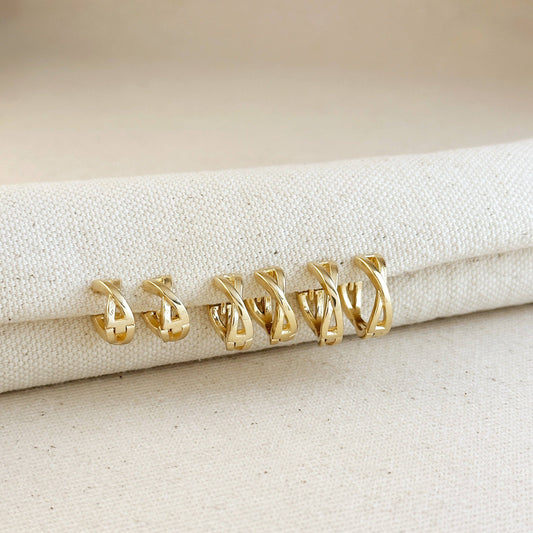 18k Gold Filled X Huggie Hoop Earrings