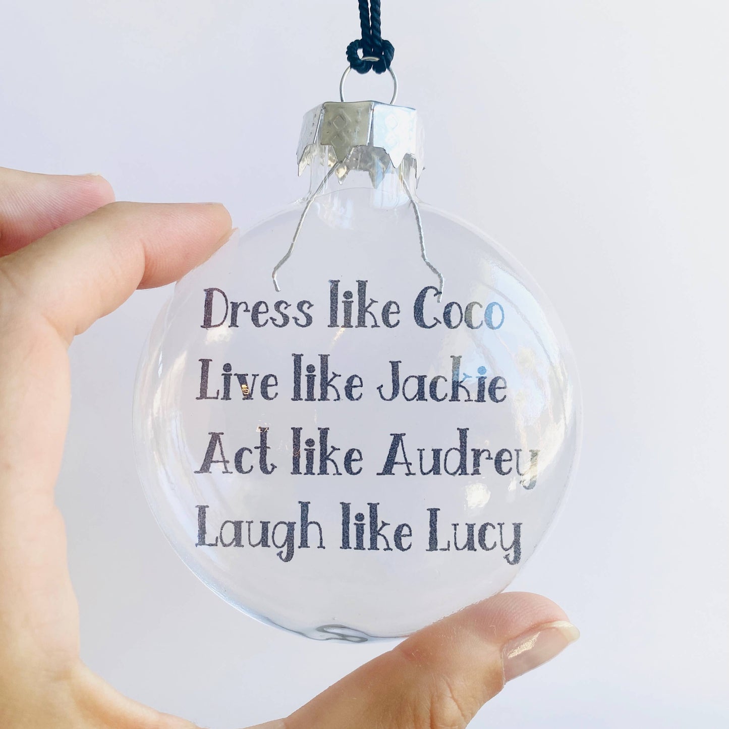 Coco Jackie Audrey Lucy See-Through Glass Holiday Ornament