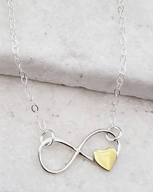Silver Infinity Heart Sideways Necklace