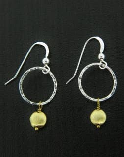 Two-Tone Hammered Drop Earrings