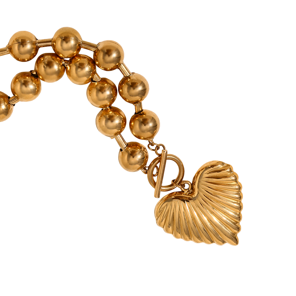 Beaded Heart Statement Necklace