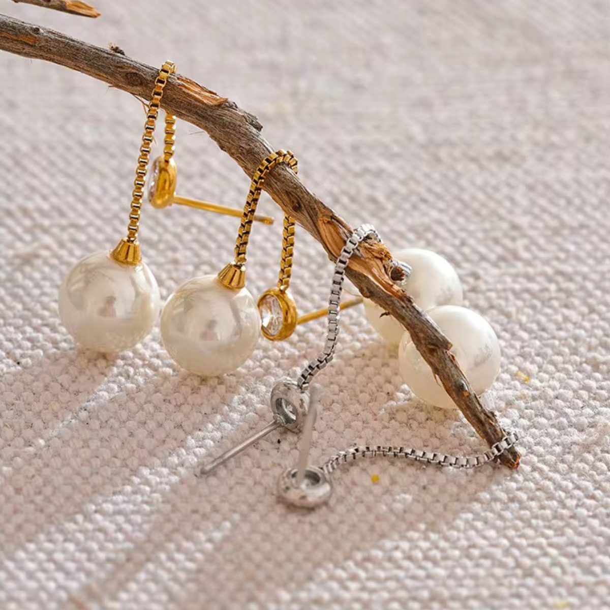 Bezel Pearl Drop Earrings
