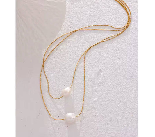 Double Fresh Water Pearl Necklace