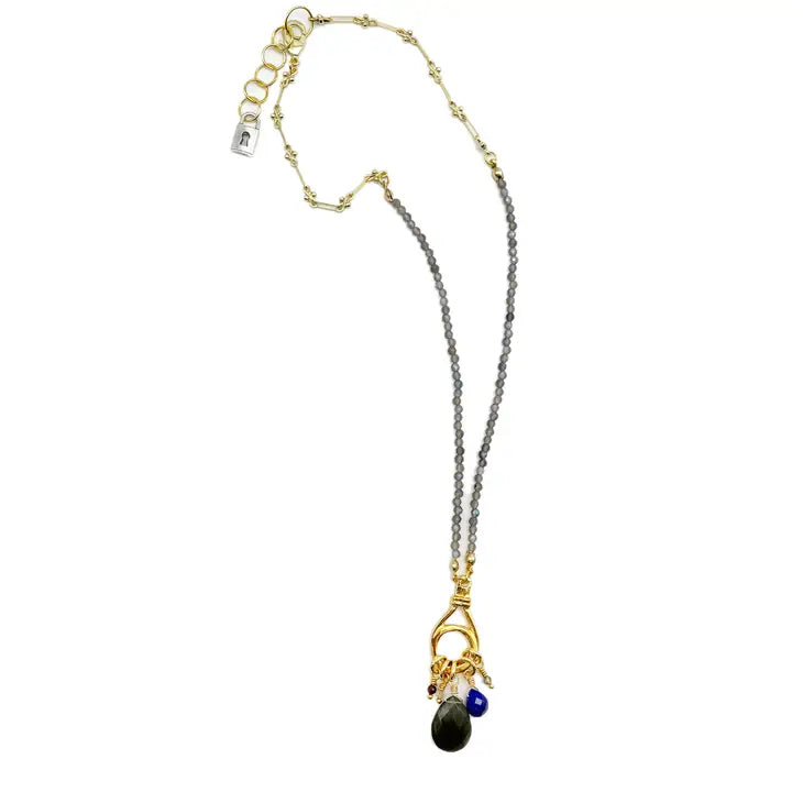 Multi Stone Drop Pendant Necklace