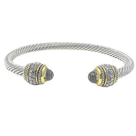 Cable Bracelet with Pave Stone Endcap: Clear