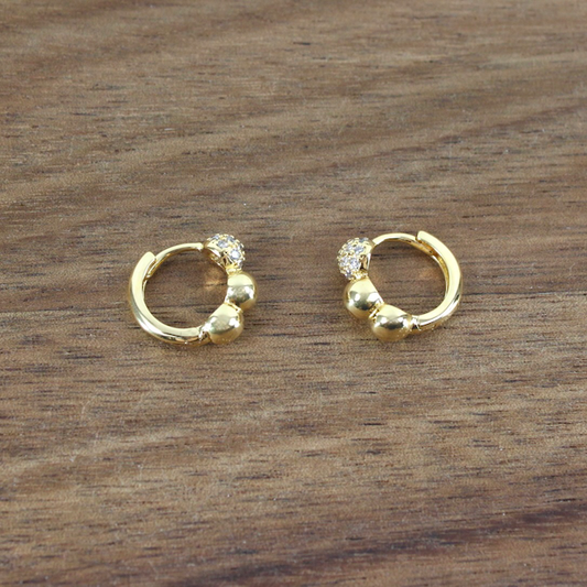 Triple Ball Huggie Earrings