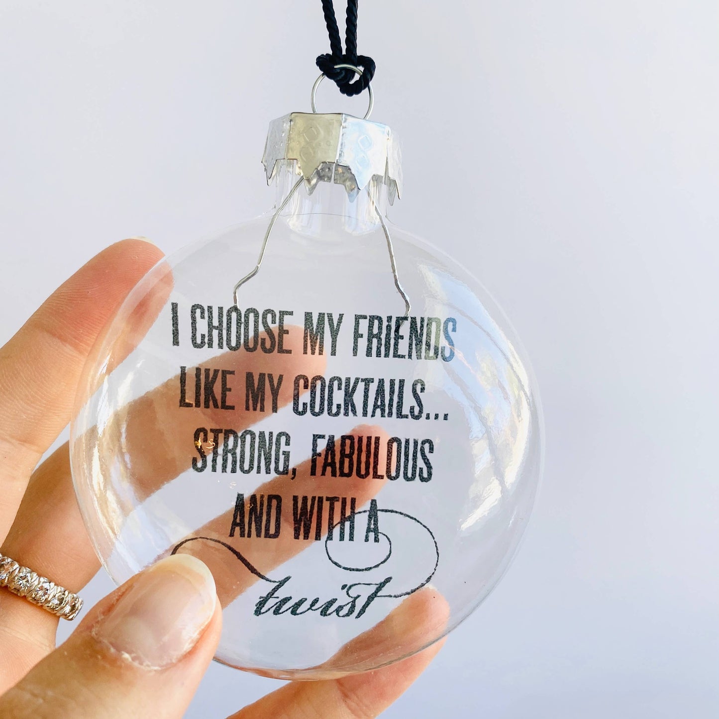 Friends With A Twist See-Through Glass Holiday Ornament