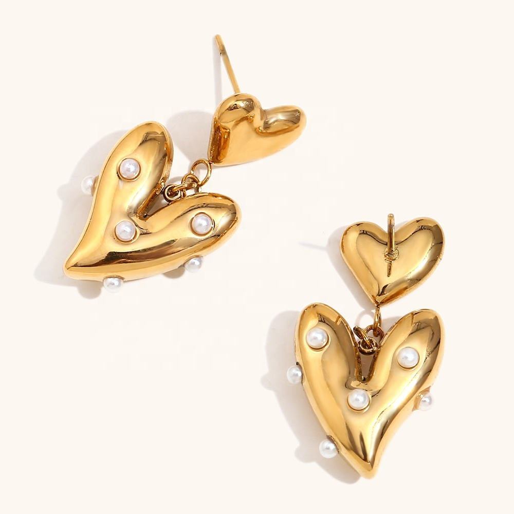 Pearl Heart Earrings