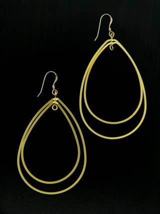 Gold Double Teardrop Earrings