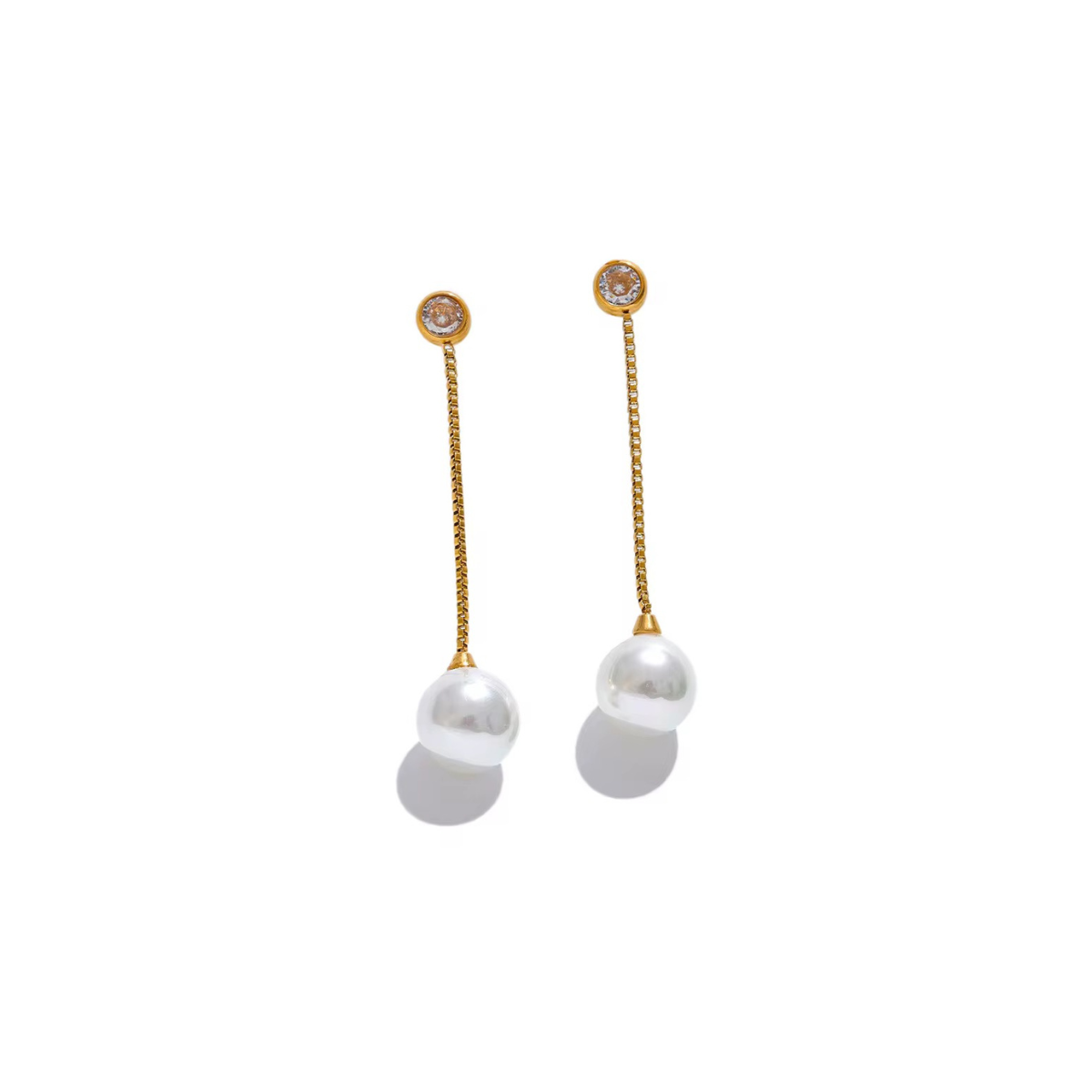 Bezel Pearl Drop Earrings