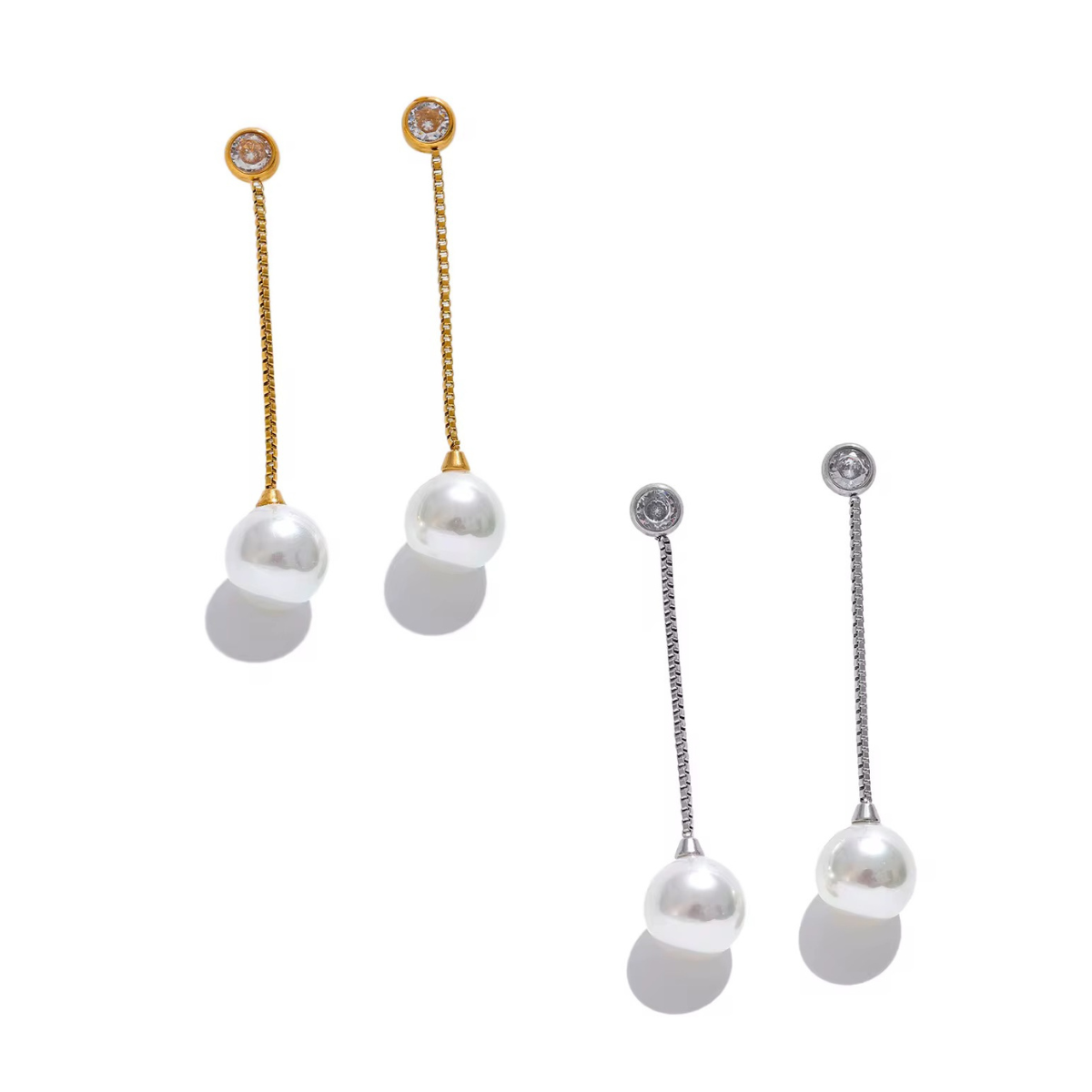 Bezel Pearl Drop Earrings