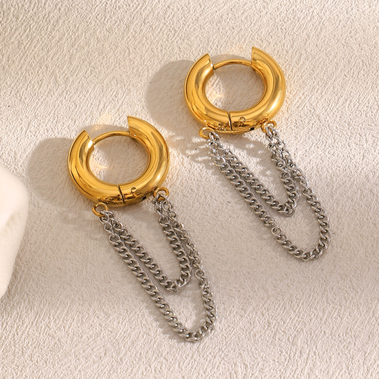 Duo Chain Hoop Earrings