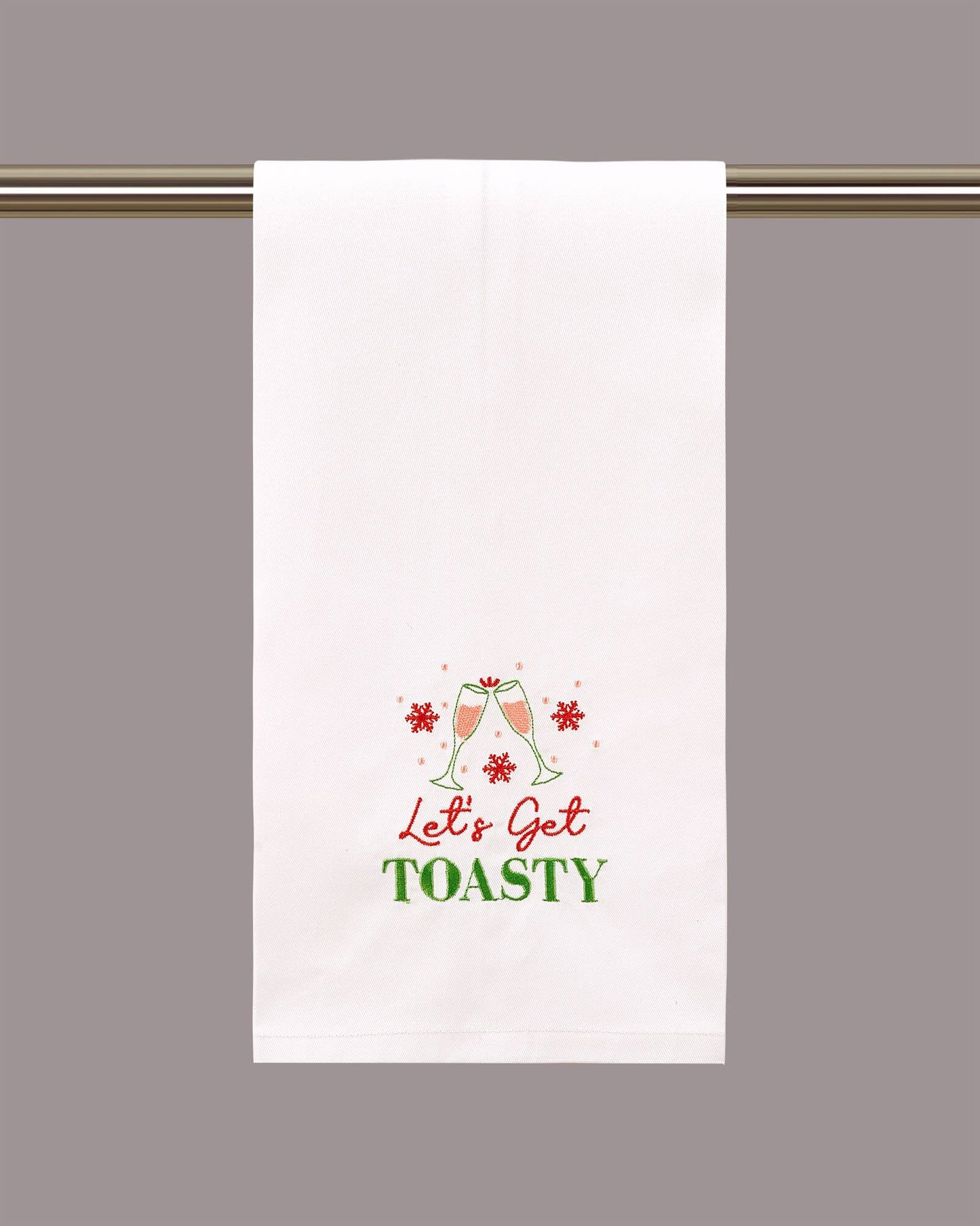 Let's Get Toasty Embroidered Kitchen Towel