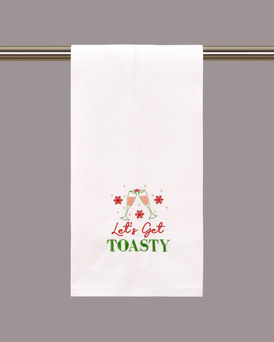 Let's Get Toasty Embroidered Kitchen Towel