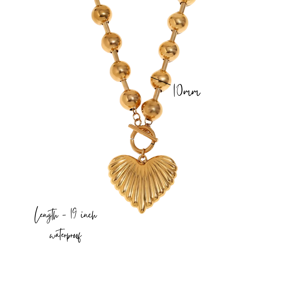 Beaded Heart Statement Necklace