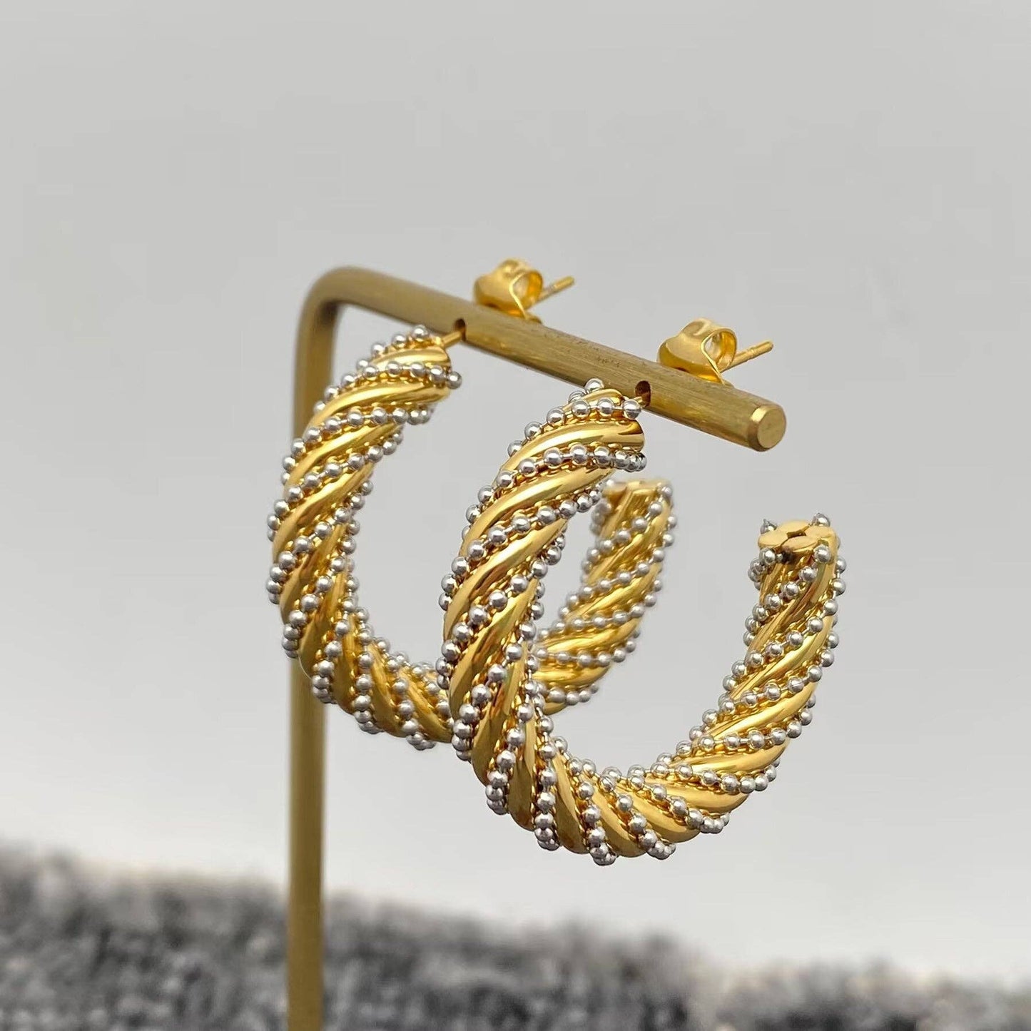 Two Tone Beaded Hoop