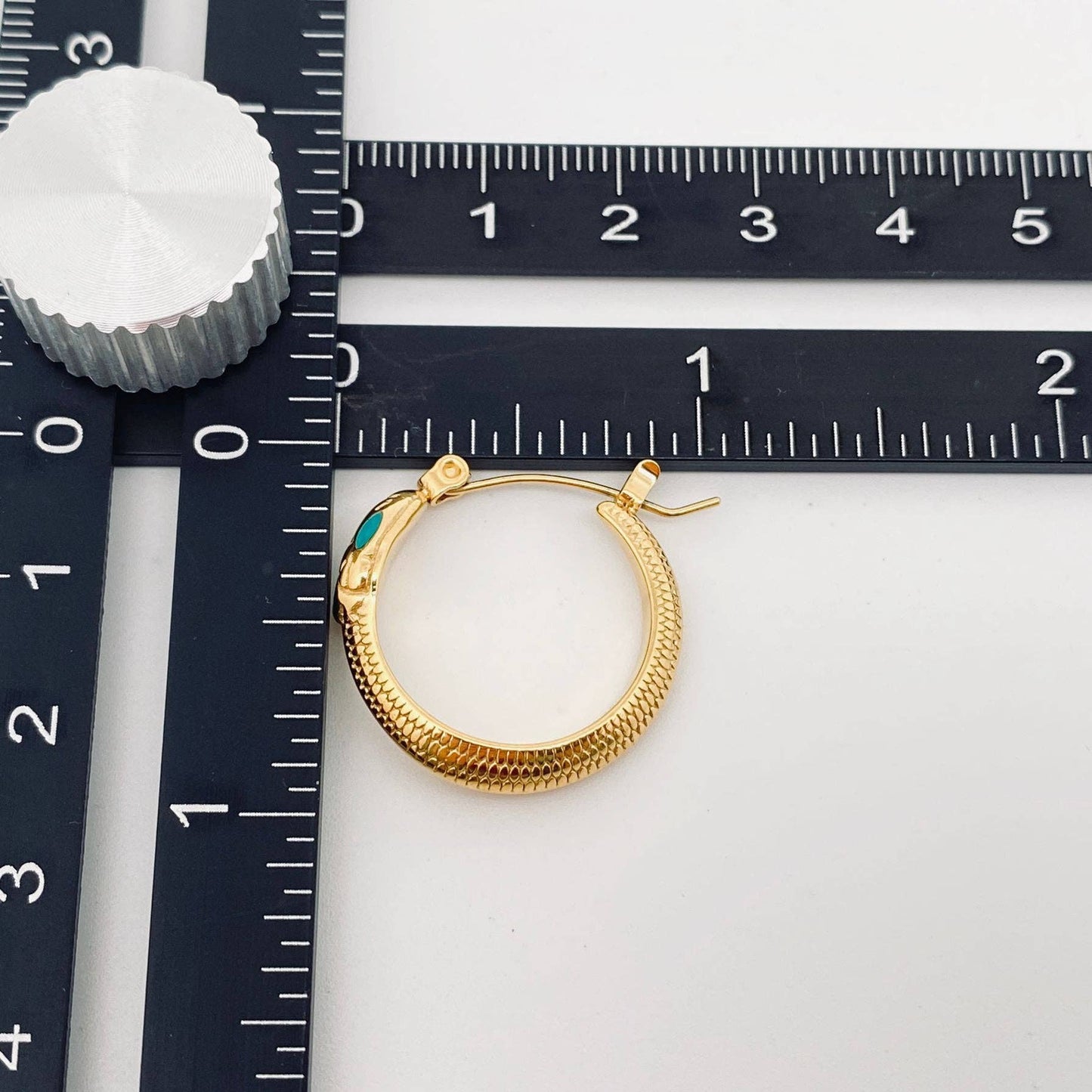 Green Eyed Snake Hoop Earrings