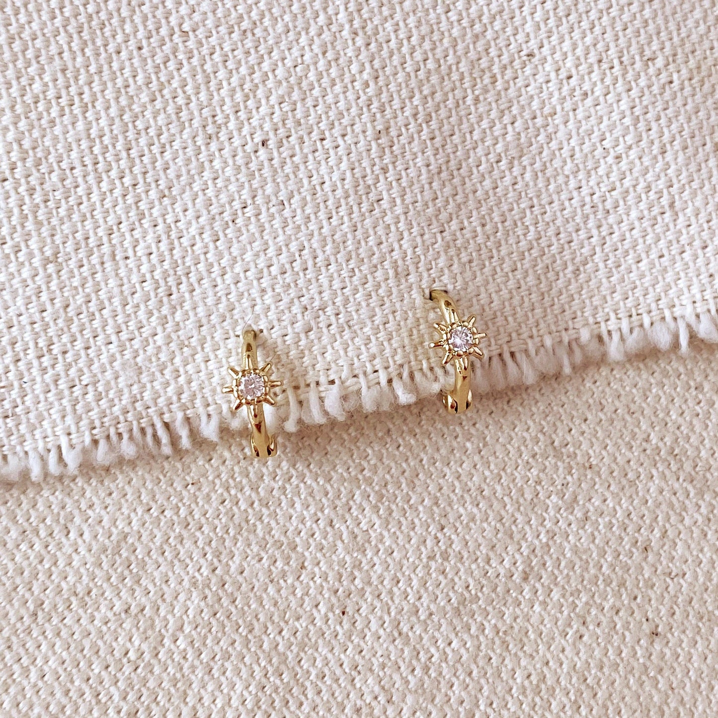 18k Gold Filled Starburst Mini Huggie Earrings