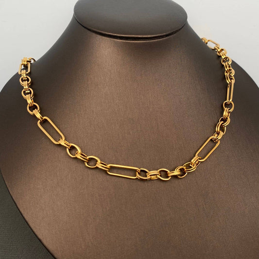 Oval and Circle Link Necklace