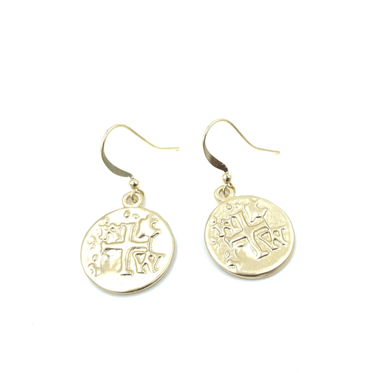 Erin Gray - Coin Earrings in Brushed Gold