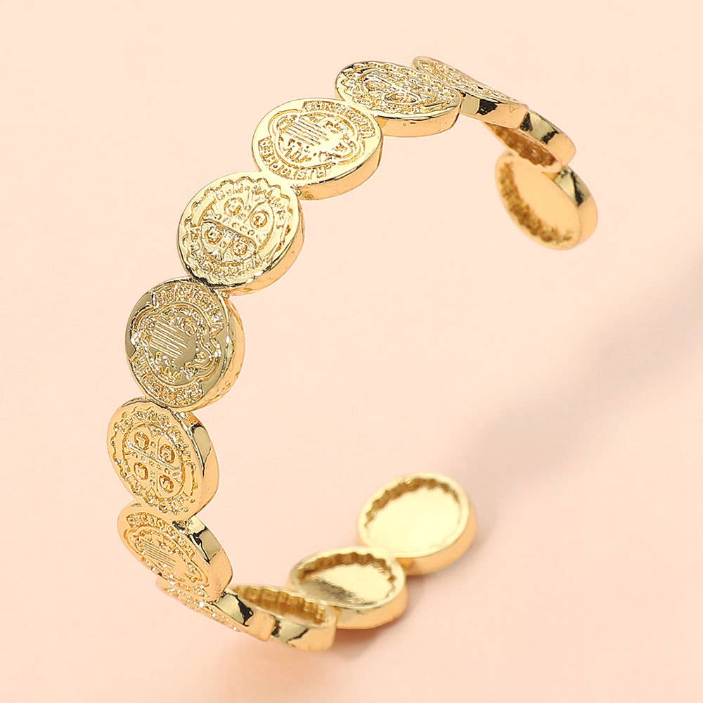 Coin Motif Cuff Bracelet