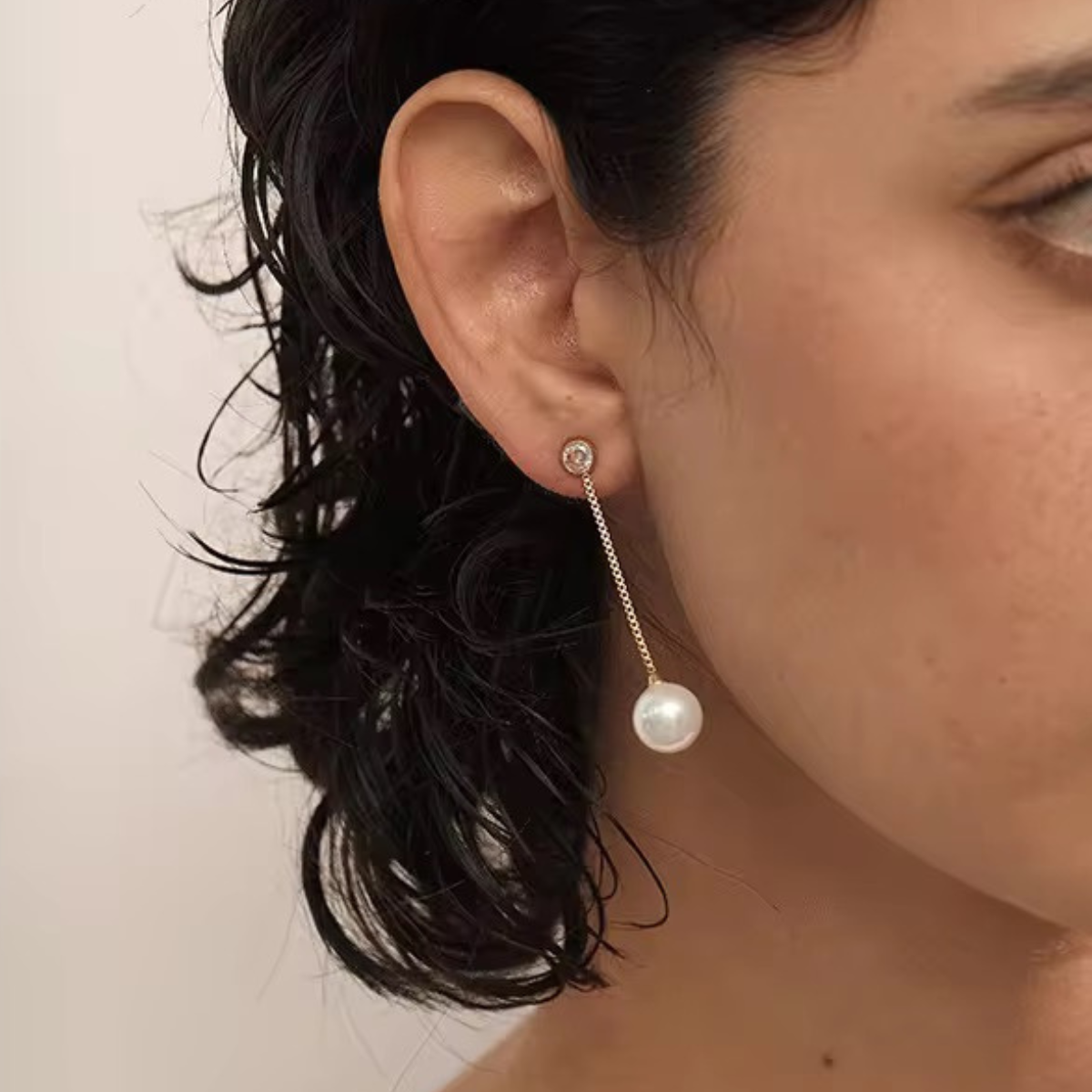 Bezel Pearl Drop Earrings