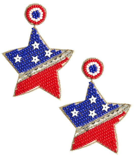 Star Flag Beaded Earrings