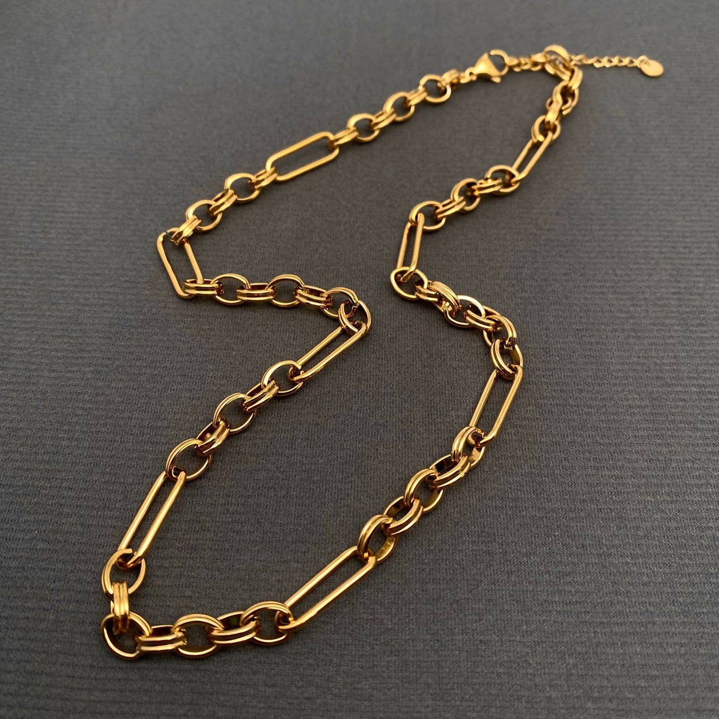 Oval and Circle Link Necklace