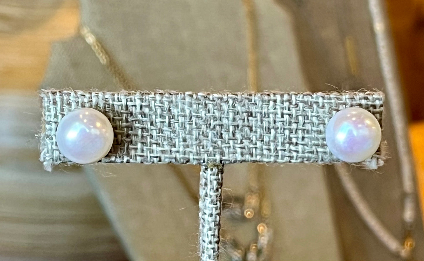 Pearl Moon Stud Earrings
