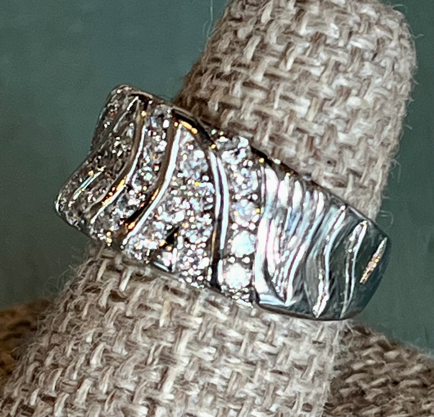 Cubic Zirconia Zebra Ring