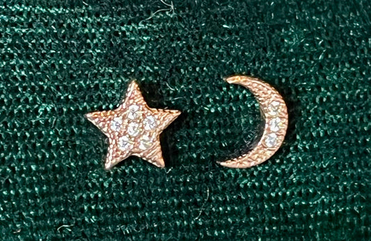 Rose Gold Moon and Star Earrings