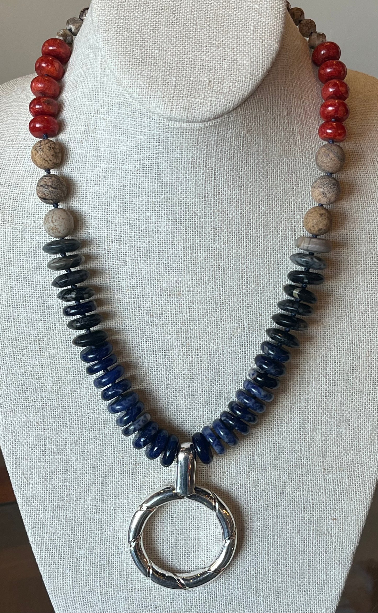 Simon Sebbag - Layered Beads with Sterling Pendant necklace