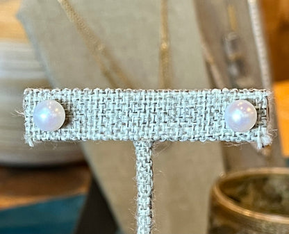 Pearl Moon Stud Earrings