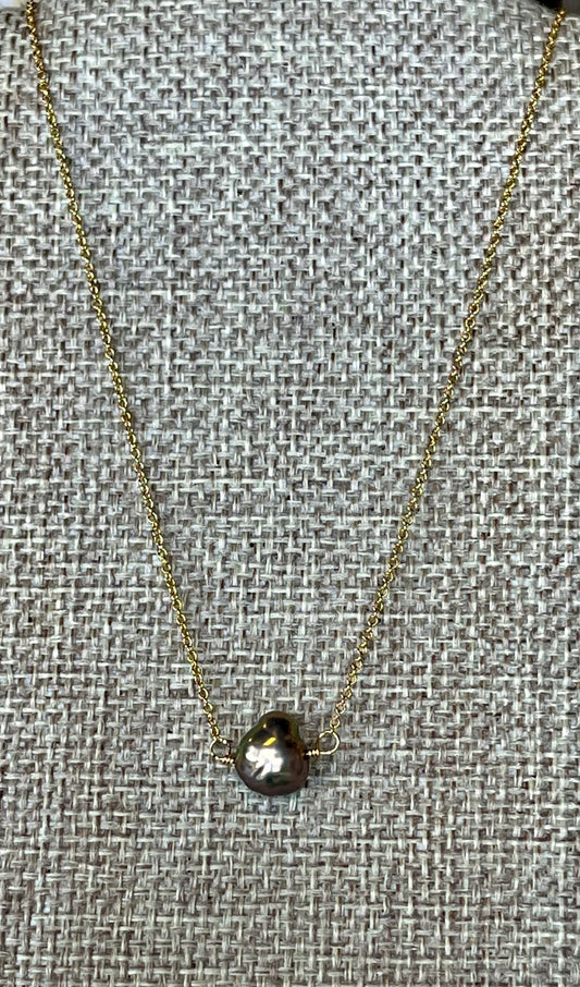 Gray Pearl of Love Necklace