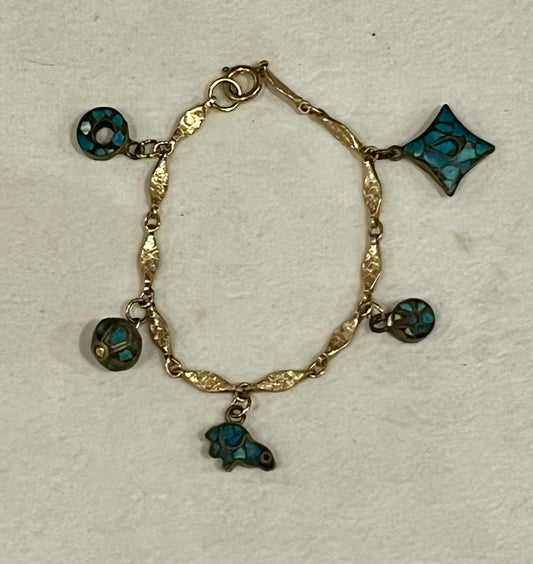 Crushed Turquoise Charm Bracelet
