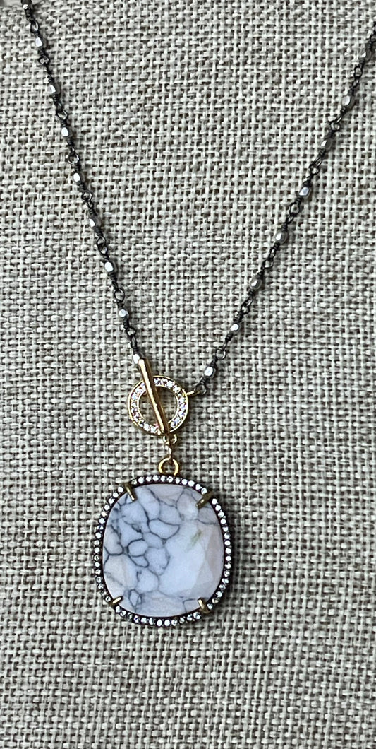 Howlite the Moon Necklace