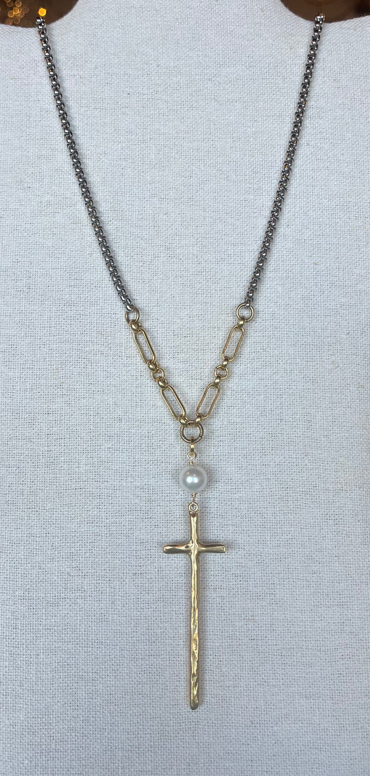 Pearl Cross Necklace