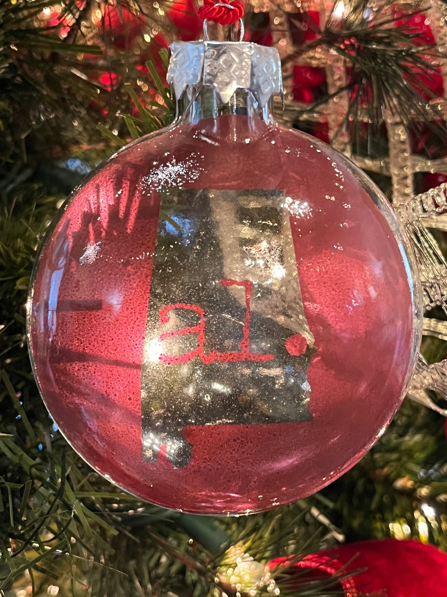 Alabama See-Through Glass Holiday Ornament