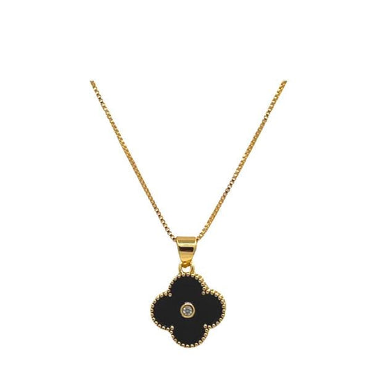 Clover Necklace with CZ Center