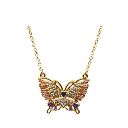14K Gold Filled Butterfly Necklace with CZ's