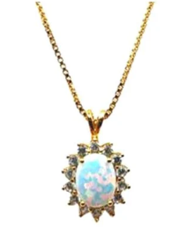 CZ Halo and Opal Necklace