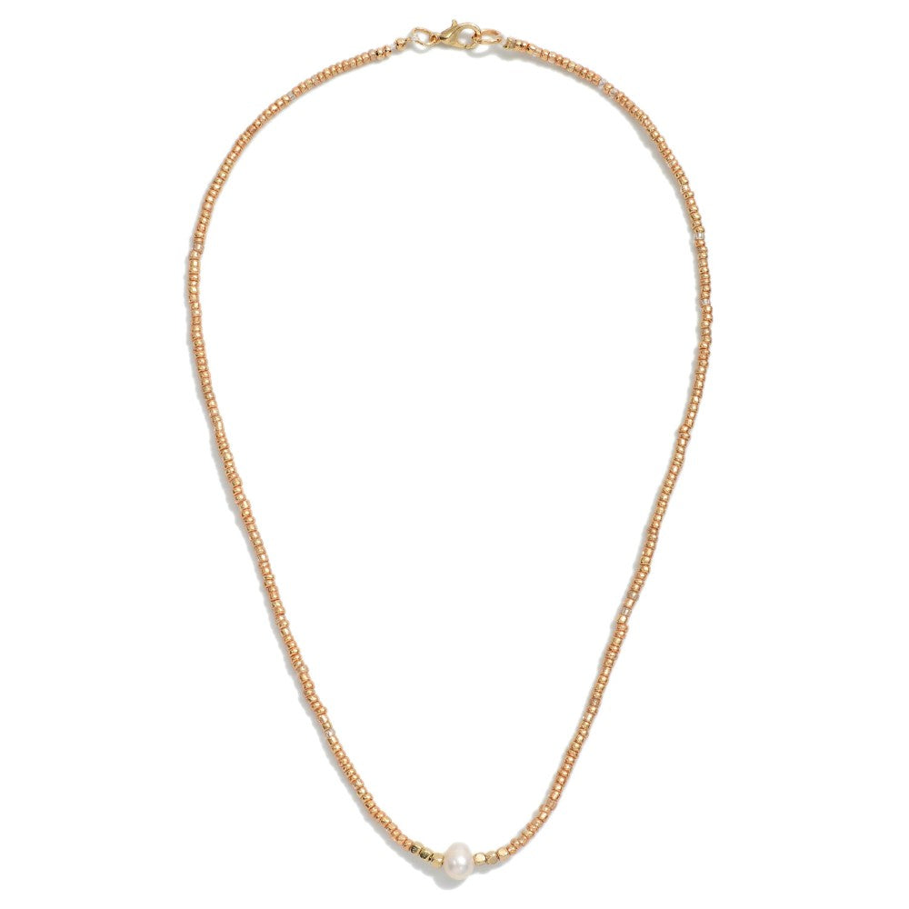 Gold Beads with Pearl Necklace